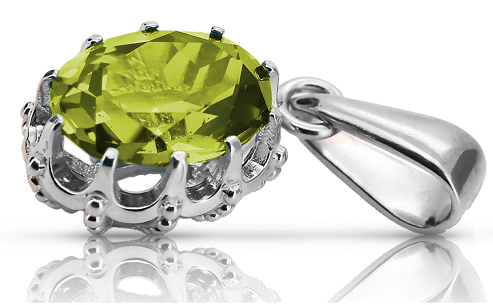 Sterling silver 925 Yellow Peridot Pendant Vintage vpc008s vpc008s-yp