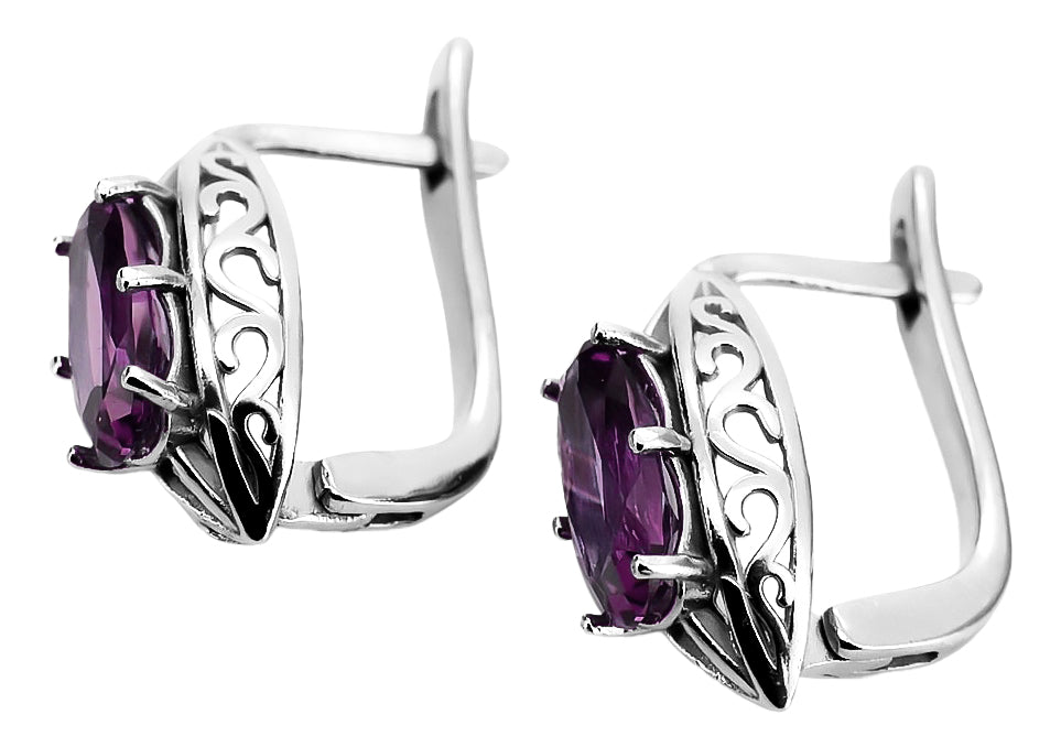 Silver 925 amethyst earrings vec141s Vintage vec141s-am