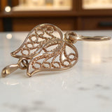 Vintage rose pink 14k 585 gold  Vintage leaf pendant vpn025