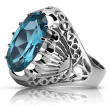 Vintage silver 925 Aquamarine ring vrc020s Vintage