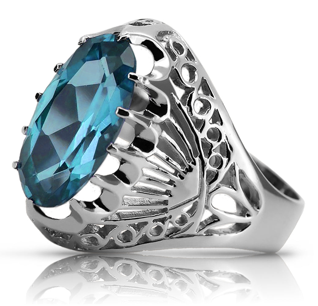 Vintage silver 925 Aquamarine ring vrc020s Vintage