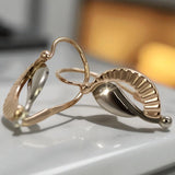 Vintage rose pink 14k 585 gold  Vintage leaf earrings ven065