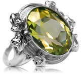 Vintage craft Ring Yellow Peridot Sterling silver 925 vrc100s