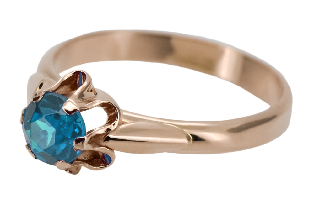 Ring Aquamarine Original Vintage 14K Rose Gold Vintage Jewlery vrc094r vrc094r-aq