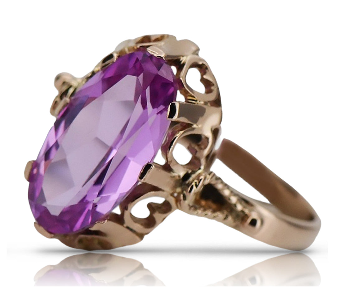 Vintage rose pink 14k gold 585 Amethyst ring vrc134 Vintage