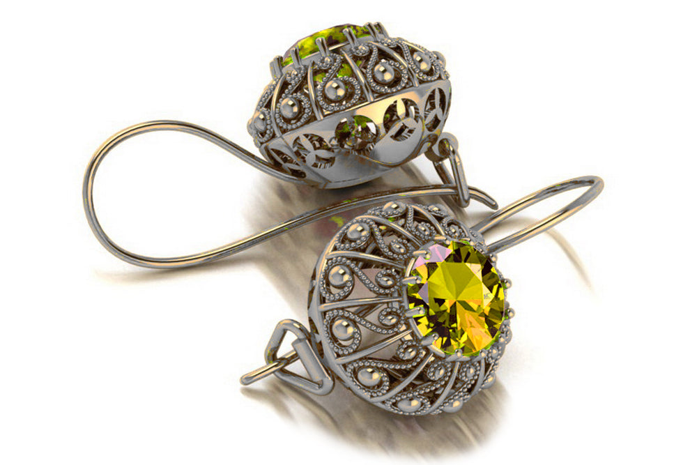 Silver 925 Peridot earrings vec002s Russian Soviet style vec002s-yp