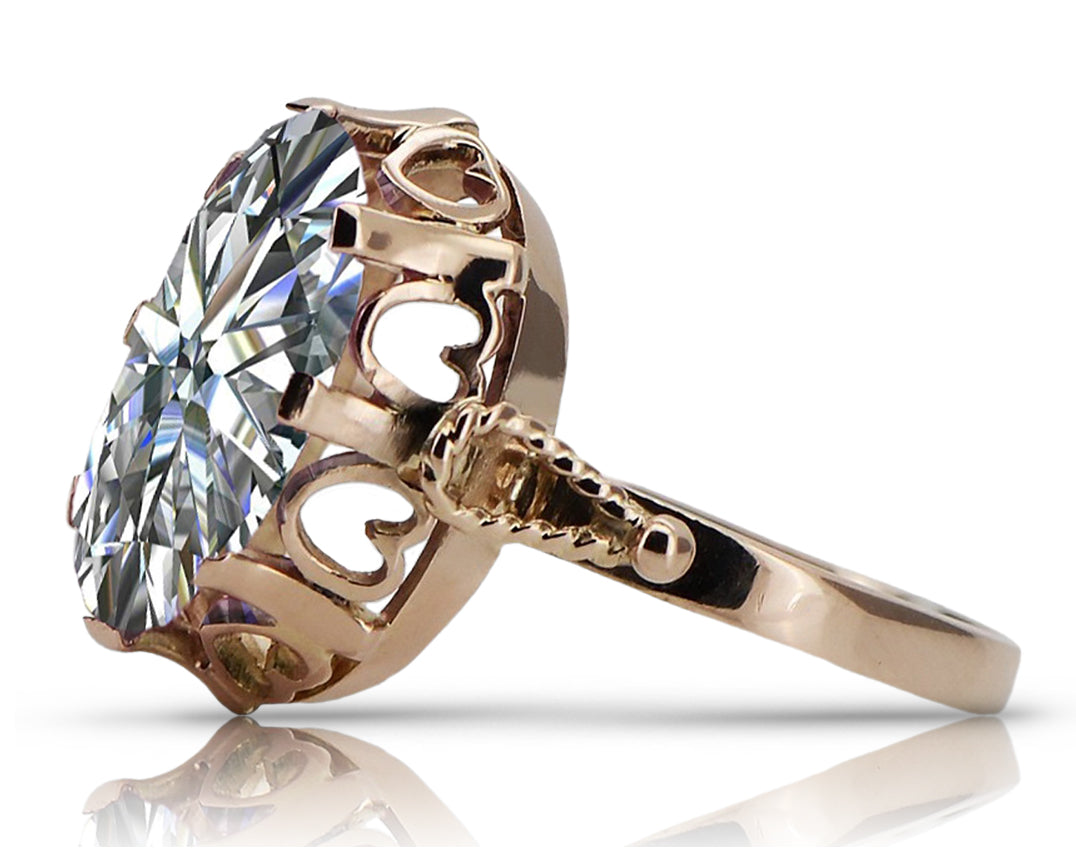 Vintage rose pink 14k gold 585 Zircone ring vrc134 Vintage