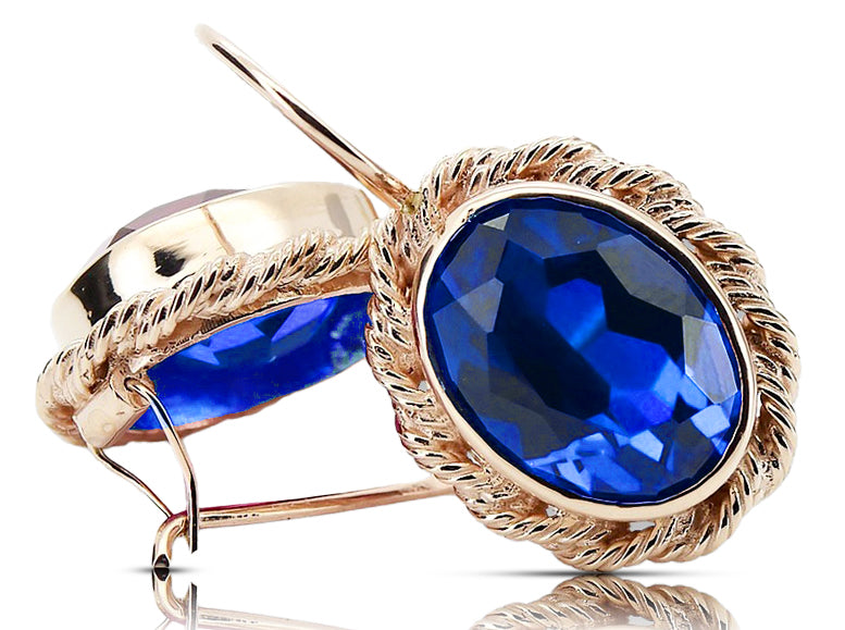Vintage Jewlery earrings Sapphire 14K Rose Gold vec007r
