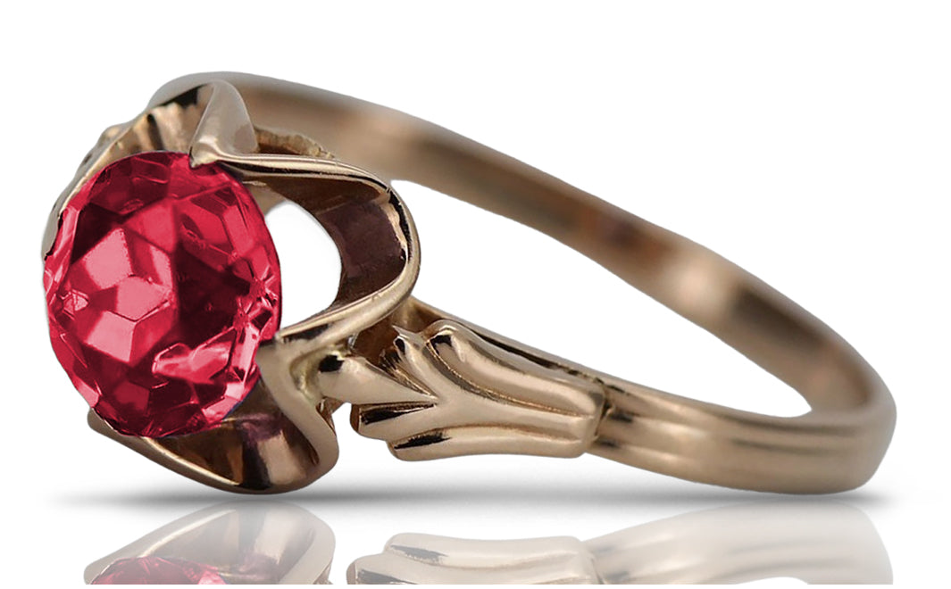 Vintage rose pink 14k gold 585 Ruby ring vrc023 Vintage vrc023r-rb