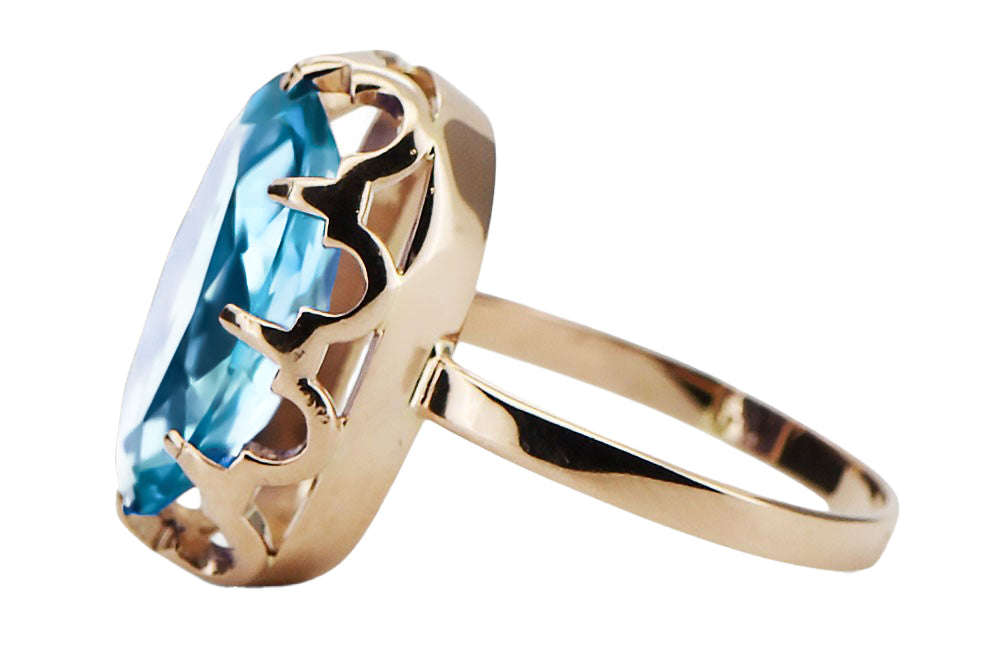 Original Vintage 14K Rose Gold Aquamarine Ring Vintage vrc253r vrc253r-aq
