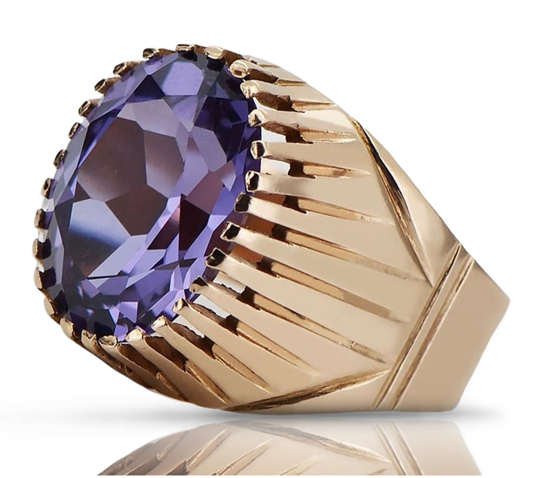 Vintage rose pink 14k gold 585 Alexandrite ring vrc048 Vintage Russian Soviet style