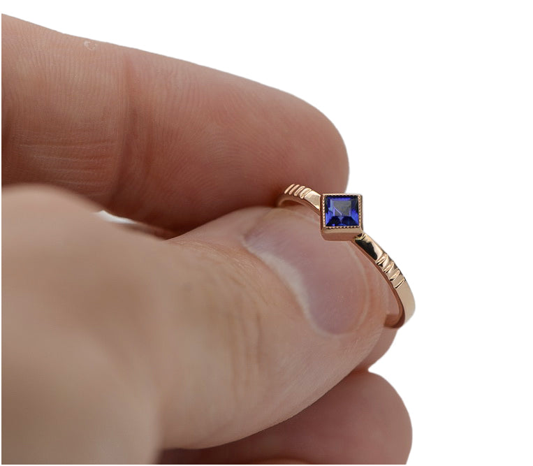 Vintage rose pink 14k gold 585 Sapphire ring vrc138 Vintage vrc138r-sp