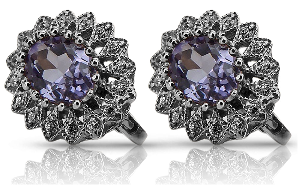 14k white gold 585 alexandrite earrings vec125w Vintage vec125w-ax
