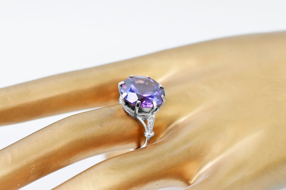 Silver 925 Alexandrite ring Russian Soviet Vintage style vrc073s vrc073s-ax