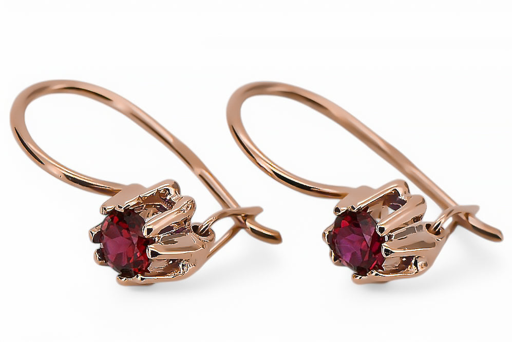 Vintage Jewlery Earrings Ruby Original Vintage 14K Rose Gold vec053r