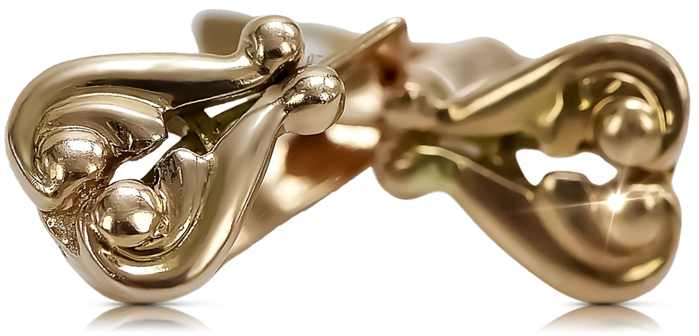 Vintage rose pink 14k 585 gold Vintage heart earrings ven132