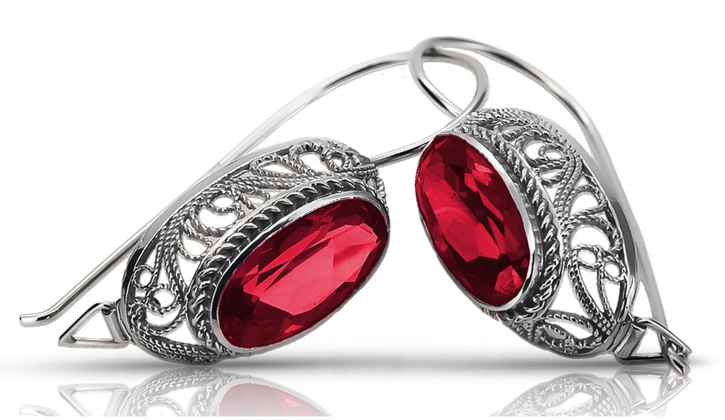 Vintage silver 925 Ruby earrings vec023s Russian Soviet style vec023s-rb