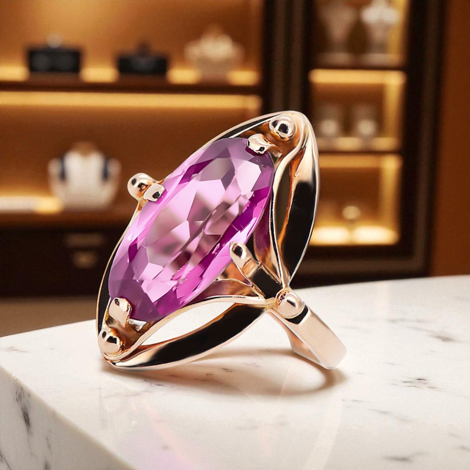Amethyst Original Vintage 14K Rose Gold Ring Vintage style vrc047r vrc047r-am