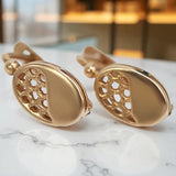 Vintage rose pink 14k 585 gold Vintage oval earrings ven123