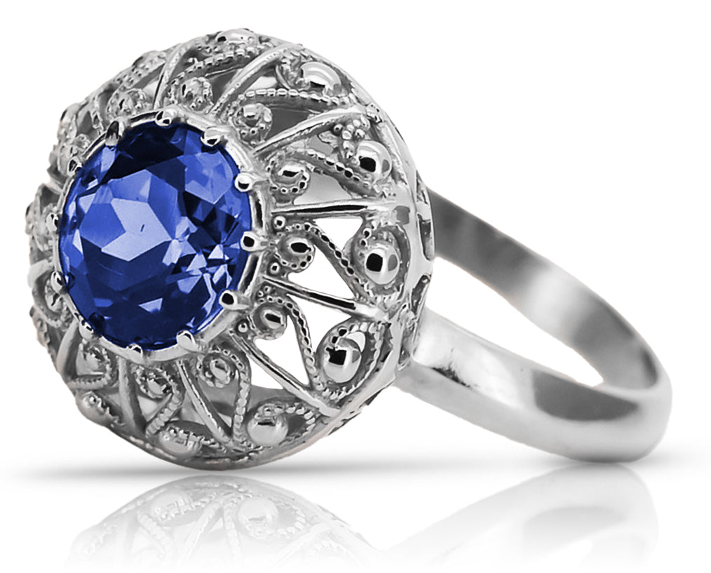 Vintage silver 925 Sapphire ring vrc059s Vintage