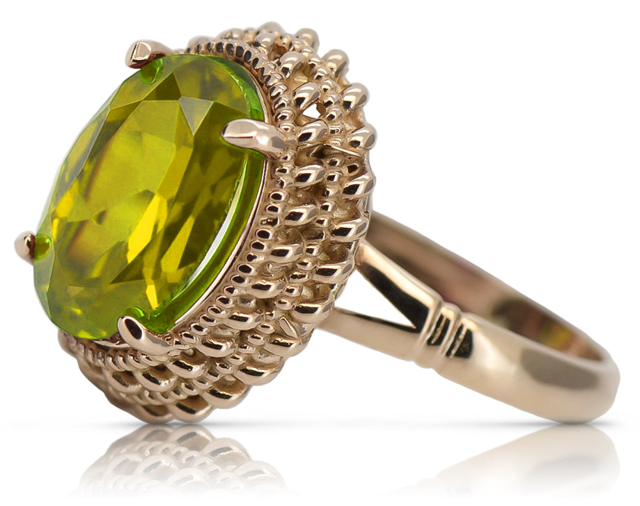 Vintage rose pink 14k gold 585 Peridot ring vrc068 Vintage