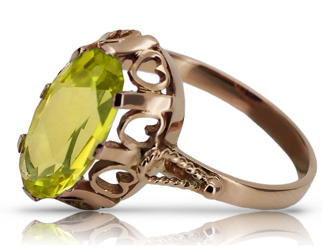 Vintage rose pink 14k gold 585 Peridot ring vrc134 Vintage