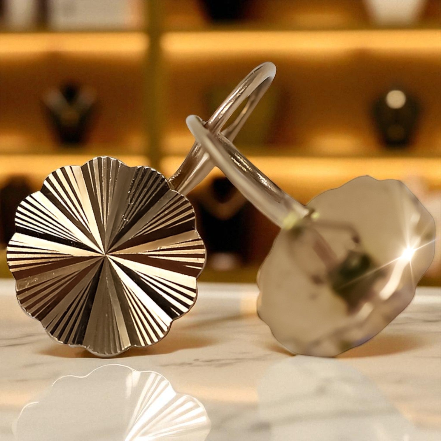 Vintage rose pink 14k 585 gold Vintage flower earrings ven135