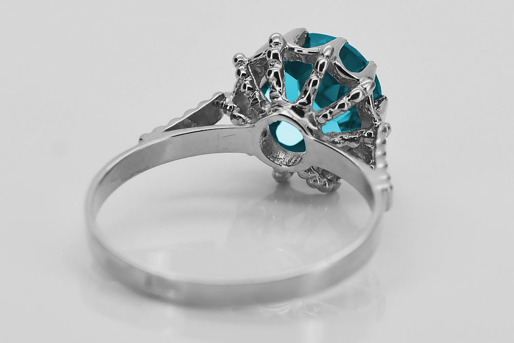 Vintage silver 925 Aquamarine ring vrc045s Vintage