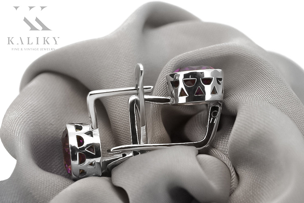 Vintage 925 Silver Amethyst earrings vec107s vec107s-am