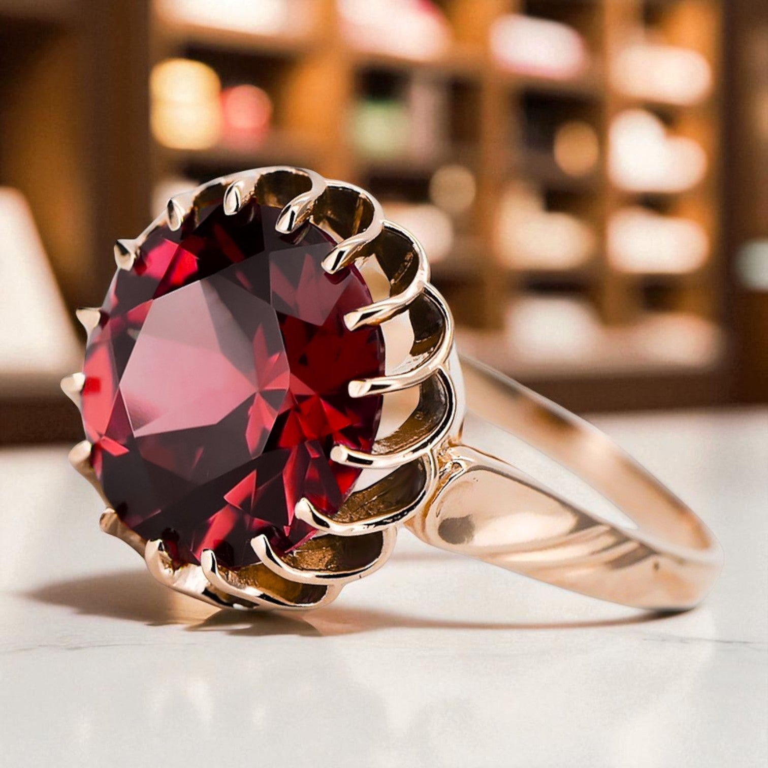 Ruby Original Vintage 14K Rose Gold Ring Vintage style vrc035r vrc035r-rb