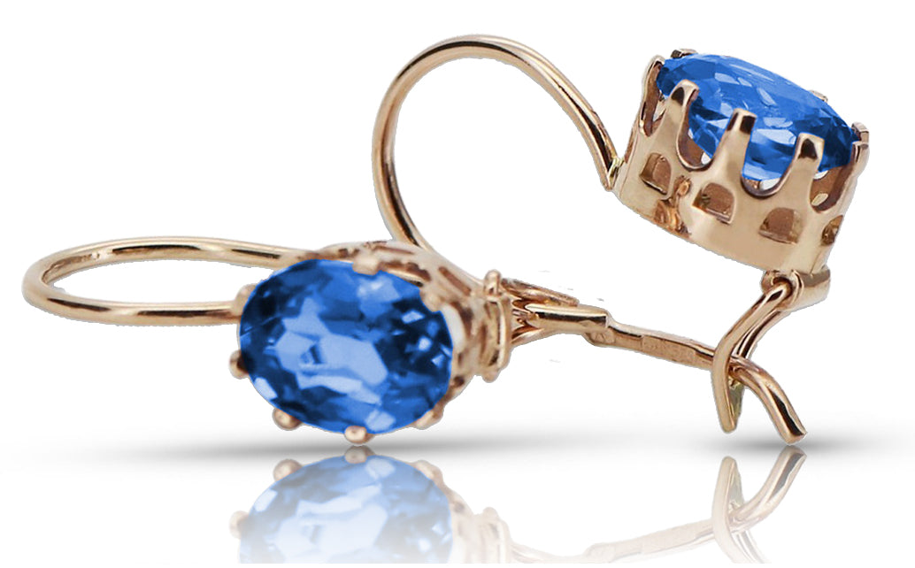 Vintage rose pink 14k 585 gold sapphire earrings vec196