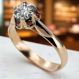 Rose pink 14k gold 585 Cubic Zircon ring vrc122 Vintage