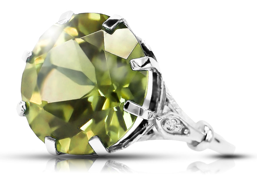 Vintage Ring Yellow Peridot Sterling silver 925 vrc073s