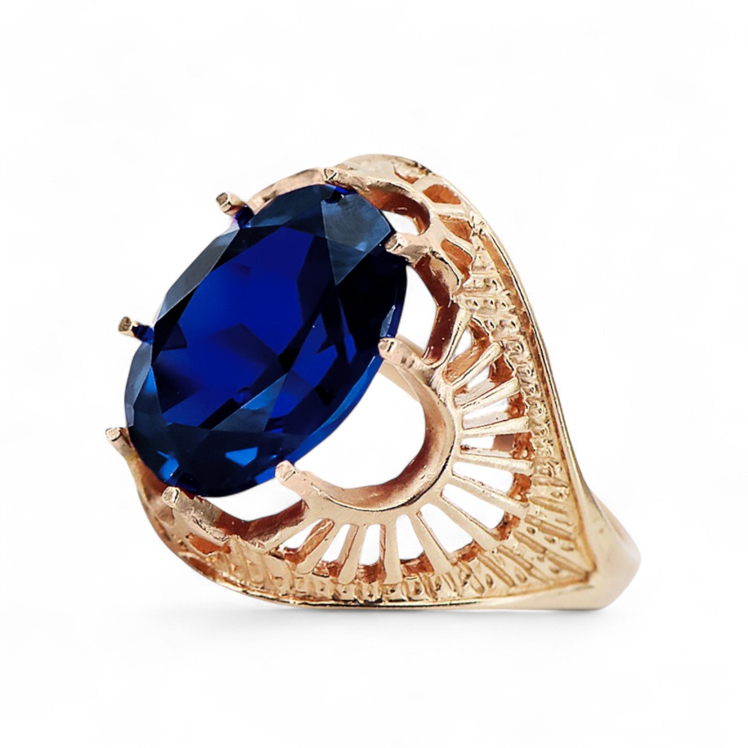 Sapphire Original Vintage 14K Rose Gold Ring Vintage style vrc003r