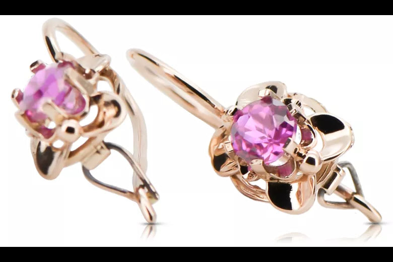 Earrings Amethyst Original Vintage 14K Rose Gold Vintage craft vec116r