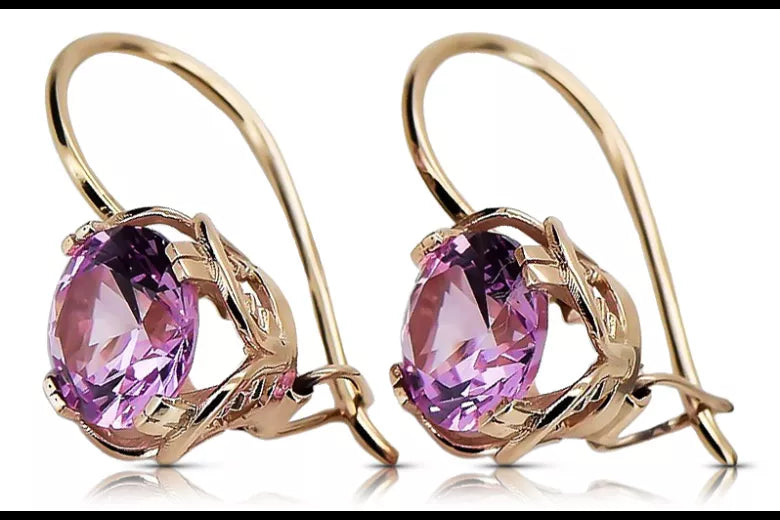 Earrings Amethyst Original Vintage 14K Rose Gold Vintage Jewlery vec029r