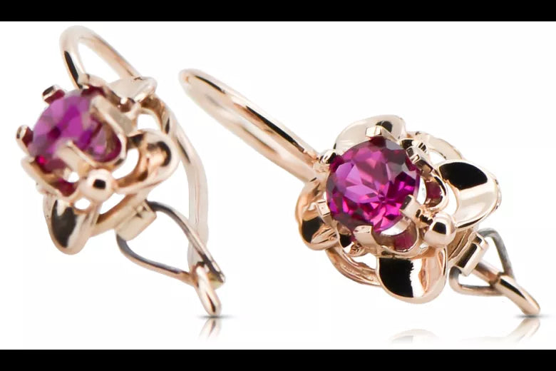 Earrings Ruby Original Vintage 14K Rose Gold Vintage vec116r