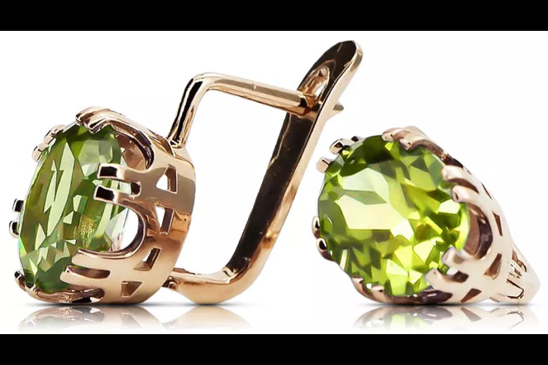 Earrings Vintage craft Yellow Peridot Original Vintage 14K Rose Gold vec016r