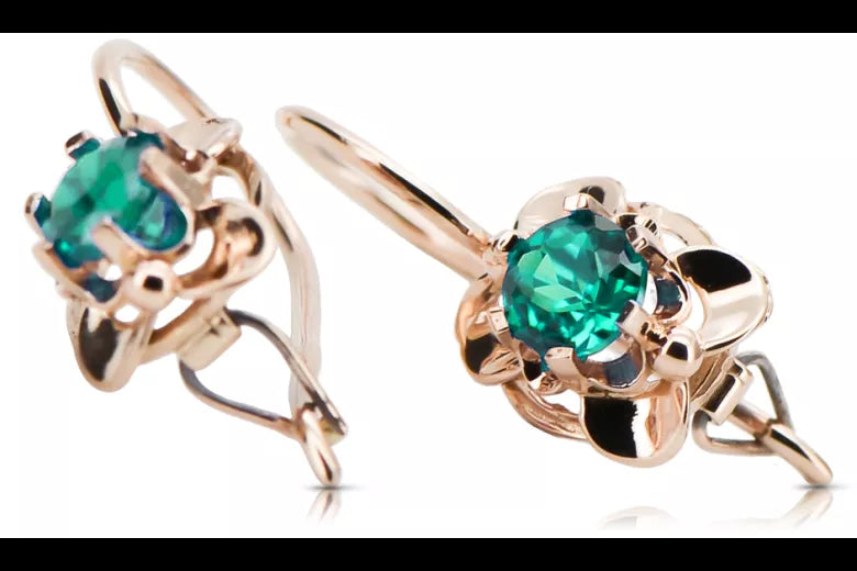 Earrings Vintage Emerald Original Vintage 14K Rose Gold vec116r
