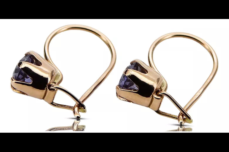 Earrings Vintage style Alexandrite Original Vintage 14K Rose Gold vec056r