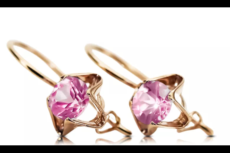 Earrings Vintage style Amethyst Original Vintage 14K Rose Gold vec142r