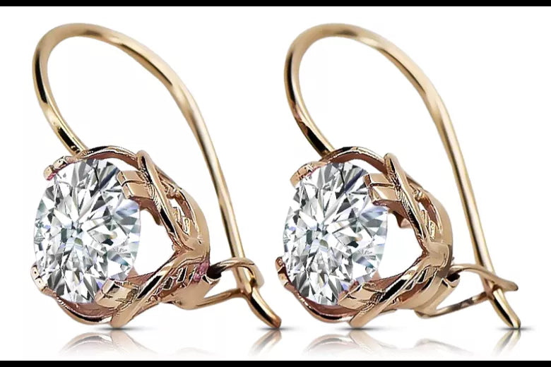 Earrings Vintage style Zircon Original Vintage 14K Rose Gold vec029r