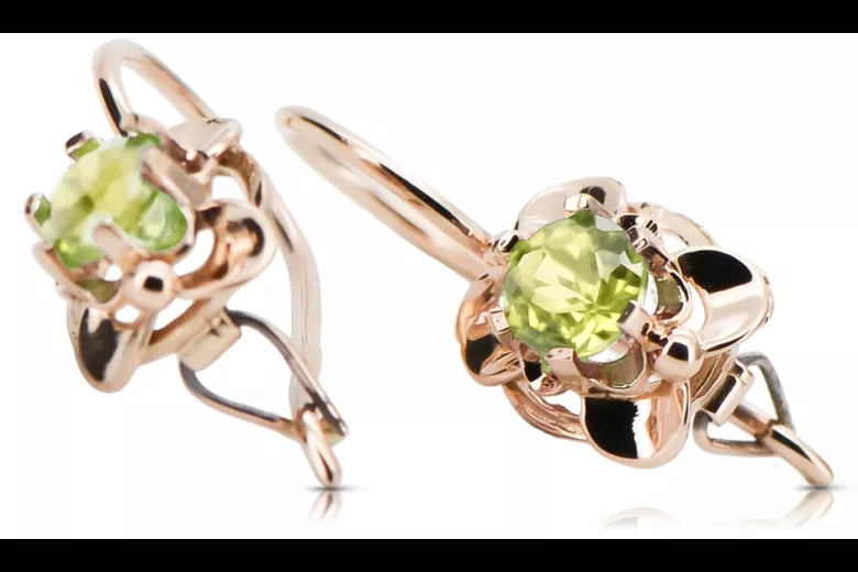 Earrings Yellow Peridot Original Vintage 14K Rose Gold Vintage craft vec116r