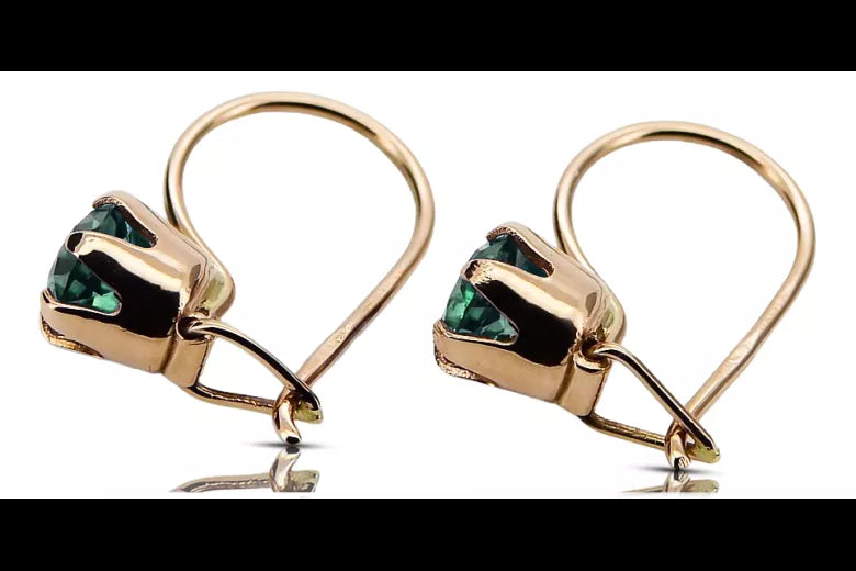 Emerald Original Vintage 14K Rose Gold Earrings Vintage style vec056r