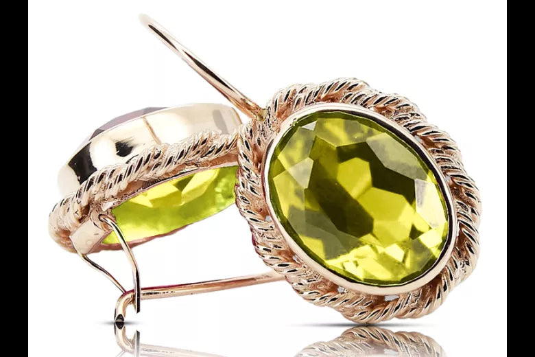 Original 14K Rose Gold Yellow Peridot Vintage earrings vec007r