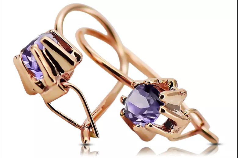 Original Vintage 14K Rose Gold Alexandrite Earrings Vintage craft vec053r vec053r-ax