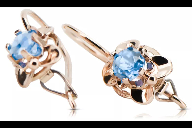 Original Vintage 14K Rose Gold Aquamarine Earrings Vintage vec116r