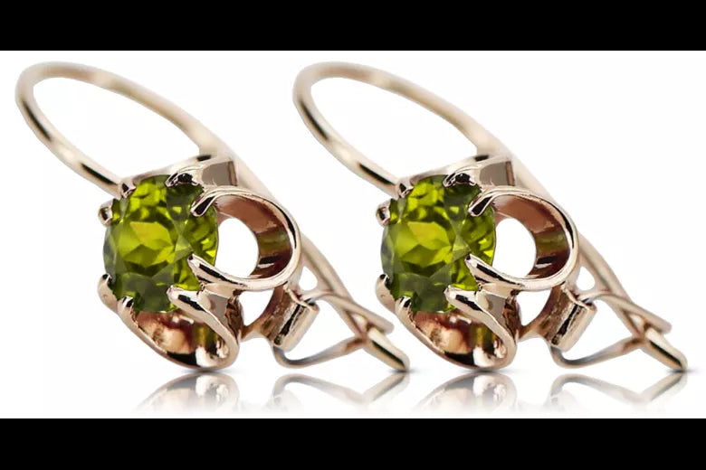 Original Vintage 14K Rose Gold Yellow Peridot Earrings Vintage Jewlery vec035r