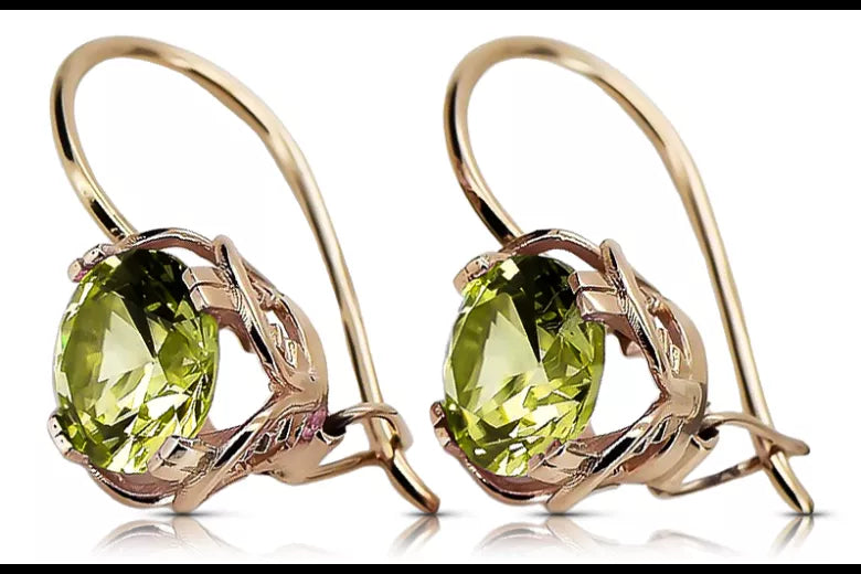 Original Vintage 14K Rose Gold Yellow Peridot Earrings Vintage style vec029r