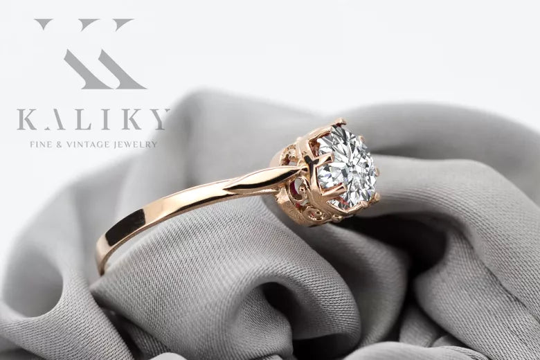 Ring Vintage Setting Original Vintage 14K Rose Gold vrc366r vrc366r-st